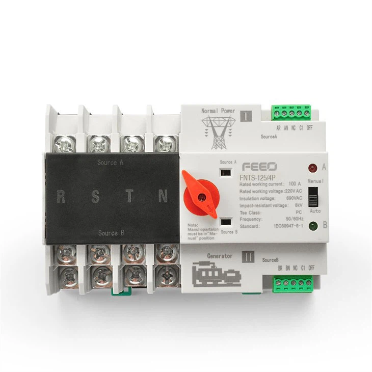AC ATS Double Power Source Automatic Switch 4P Red